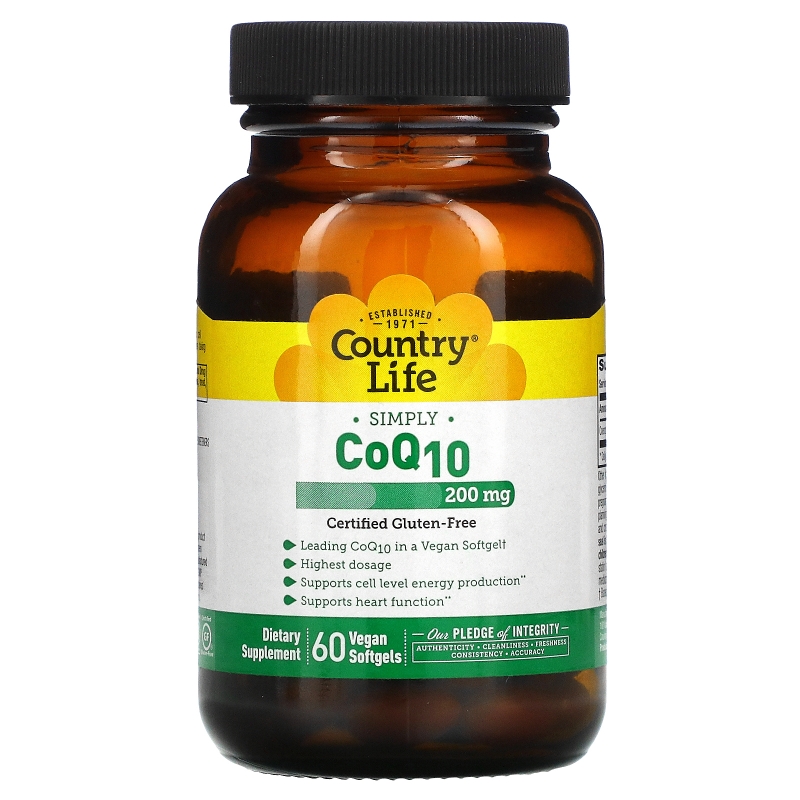 Country Life Gluten Free CoQ10 Gluten-Free 200 mg 60 Vegan Softgels