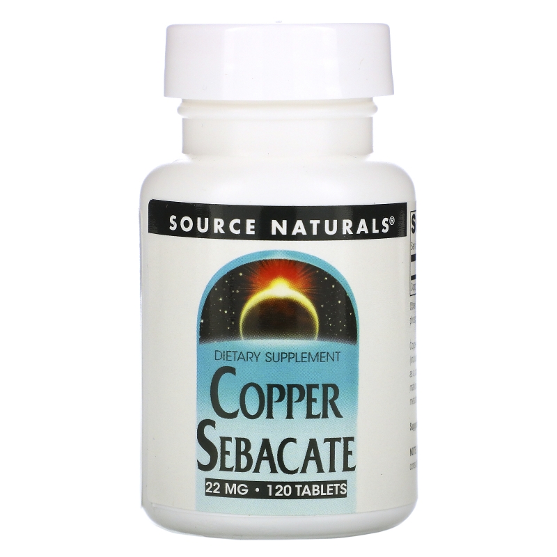 Source Naturals, Медный себацинат, 22 мг, 120 таблеток