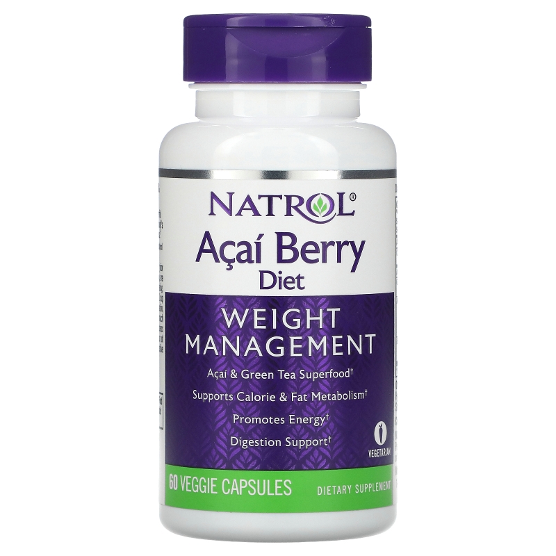 Natrol, AcaiBerry Diet, суперпродукты асаи и зеленый чай, 60 вегетарианских капсул