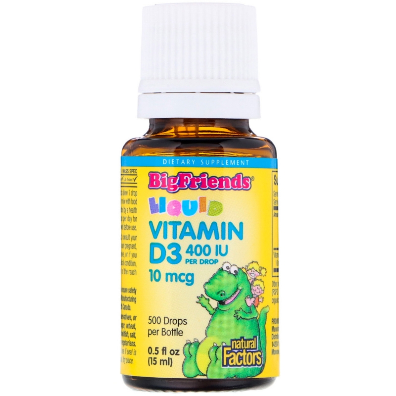 Natural Factors, Big Friends, Liquid, Vitamin D3, 400 IU, 0.5 fl oz (15 ml)