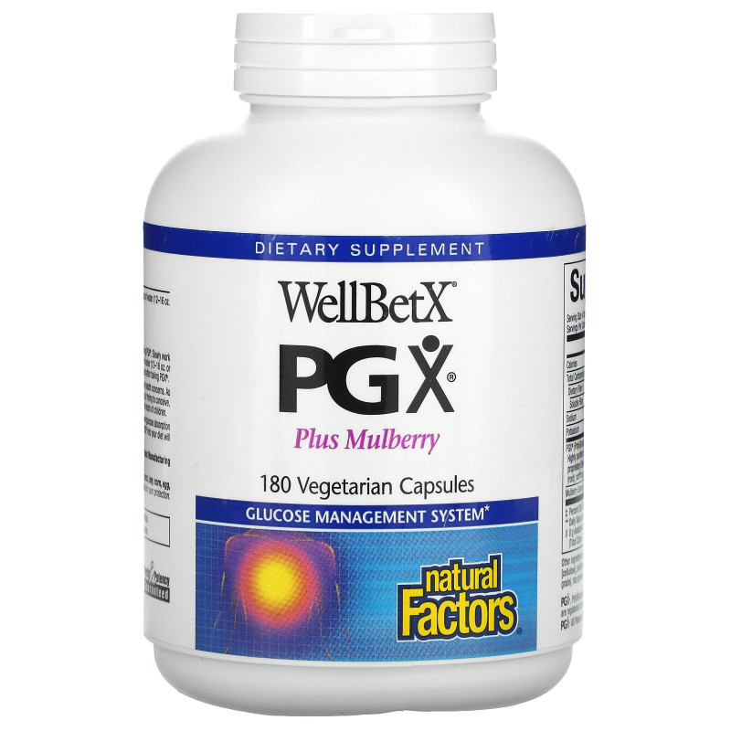 Natural Factors, WellBetX PGX, с шелковицей, 180 растительных капсул