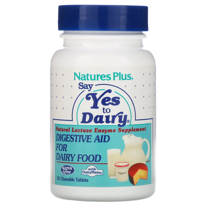 Nature's Plus, Say Yes to Dairy, Digestive Aid For Dairy Food, 50 Chewable Tablets