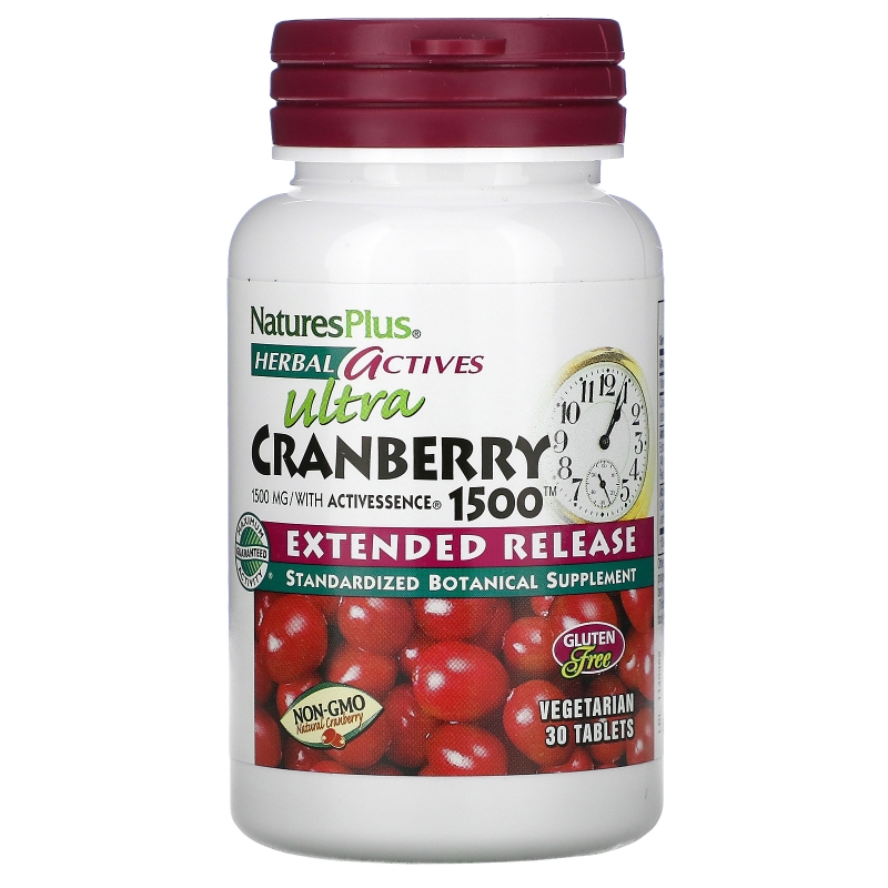 Nature's Plus, Herbal Actives, Ultra Cranberry 1500, 1,500 mcg, 30 Vegetarian Tablets