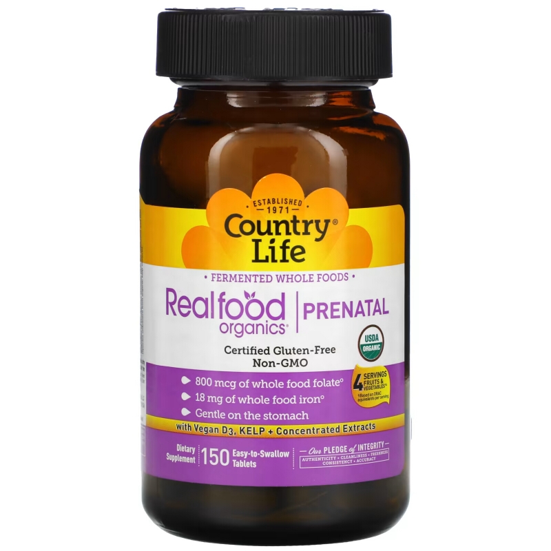 Country Life, Realfood Organics, Prenatal, 150 Easy-to-Swallow Tablets