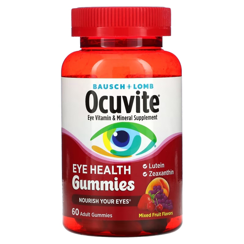 Bausch & Lomb Ocuvite, Уход за здоровьем глаз, Вкус Ягод, 60 Взрослых Мармеладок