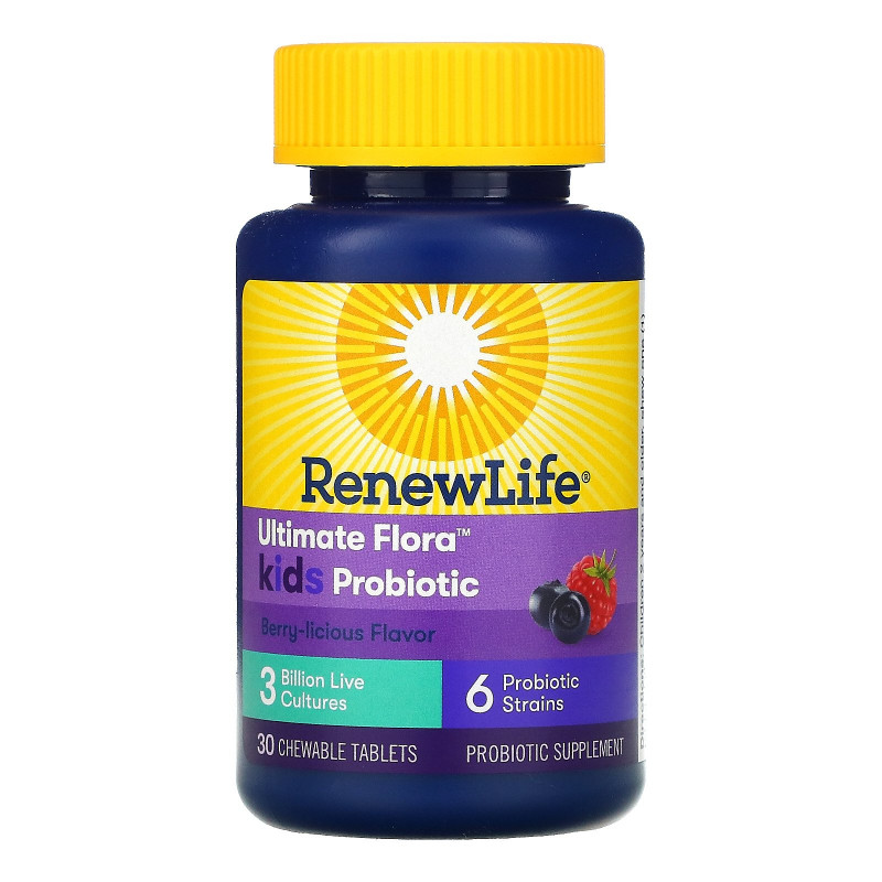 Renew Life Ultimate Flora Kids Probiotic Berry 30 Chewable Tablets