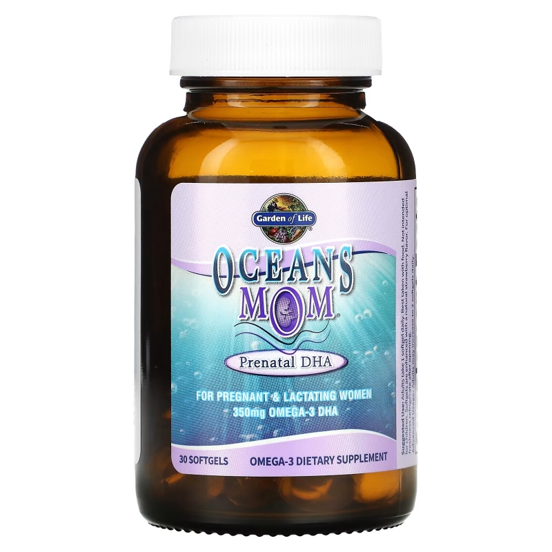 Garden of Life Oceans Mom дородовой DHA со вкусом клубники 30 мягких капсул