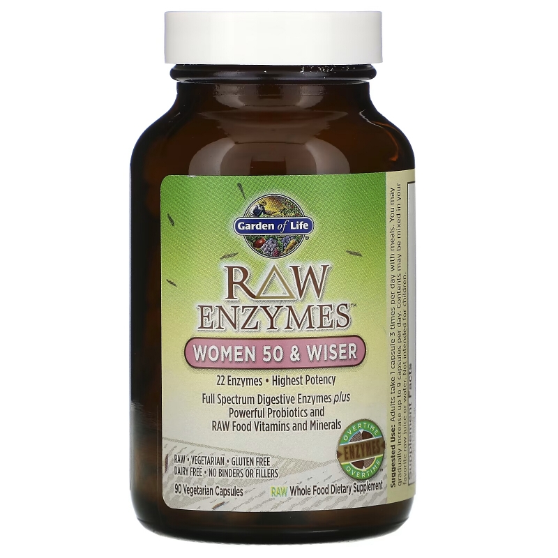 Garden of Life Сырые ферменты для женщин от 50 и старше 90 капсул на растительной основе