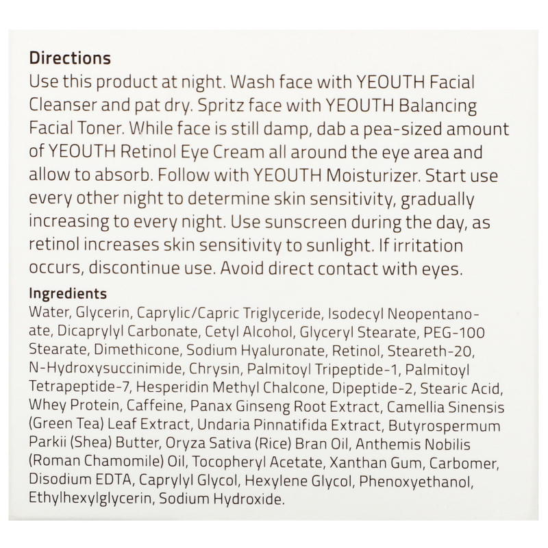 Yeouth, Retinol Eye Cream, 2 fl oz (60 ml)