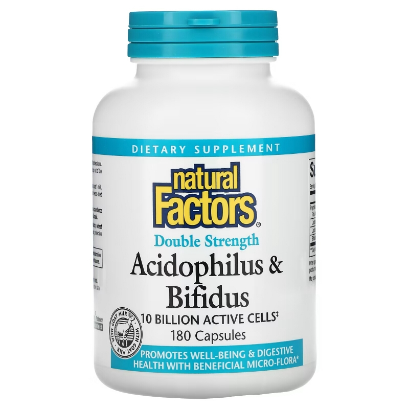 Natural Factors, Acidophilus & Bifidus, Double Strength, 10 Billion, 180 Capsules