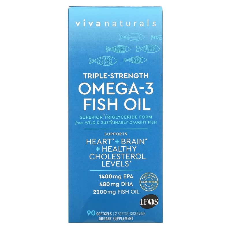 Viva Naturals, Omega-3 Fish Oil, Triple Strength , 90 Softgels