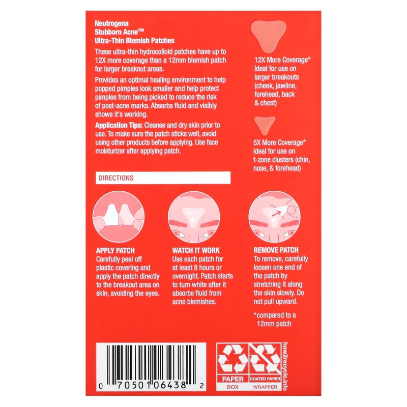 Neutrogena, Stubborn Acne Ultra-Thin Blemish Patches , 10 Count