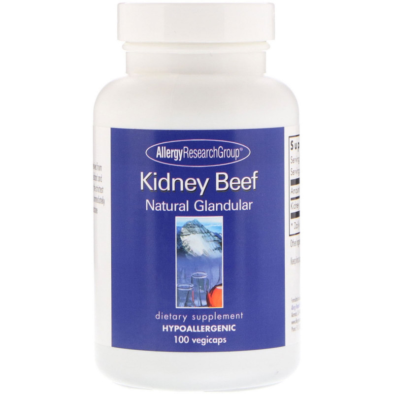 Allergy Research Group, Kidney Beef, Natural Glandular, 100 vegicaps