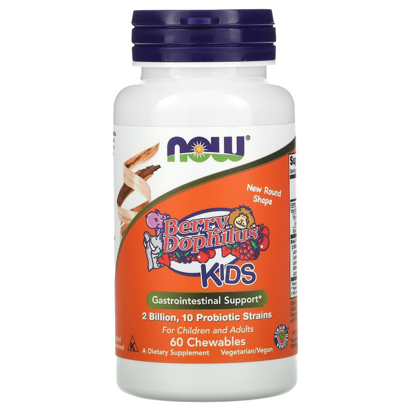 Now Foods Ягодный дофилус с натуральным ягодным вкусом 60 жевательных таблеток