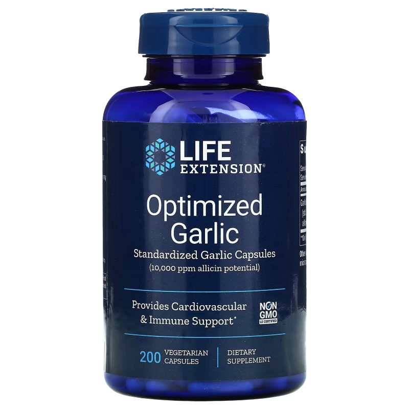 Life Extension, Optimized Garlic, Standardized Garlic Capsules, 200 Vegetarian Capsules