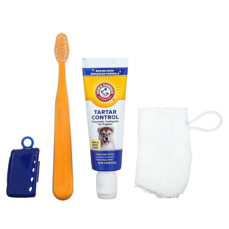 Arm & Hammer, Tartar Control, Dental Training Kit for Puppies, Vanilla Ginger, 4 Piece Kit