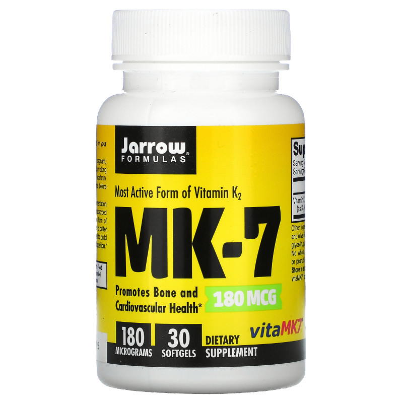 Jarrow Formulas, MK-7, Most Active Form of Vitamin K2, 180 mcg, 30 Softgels