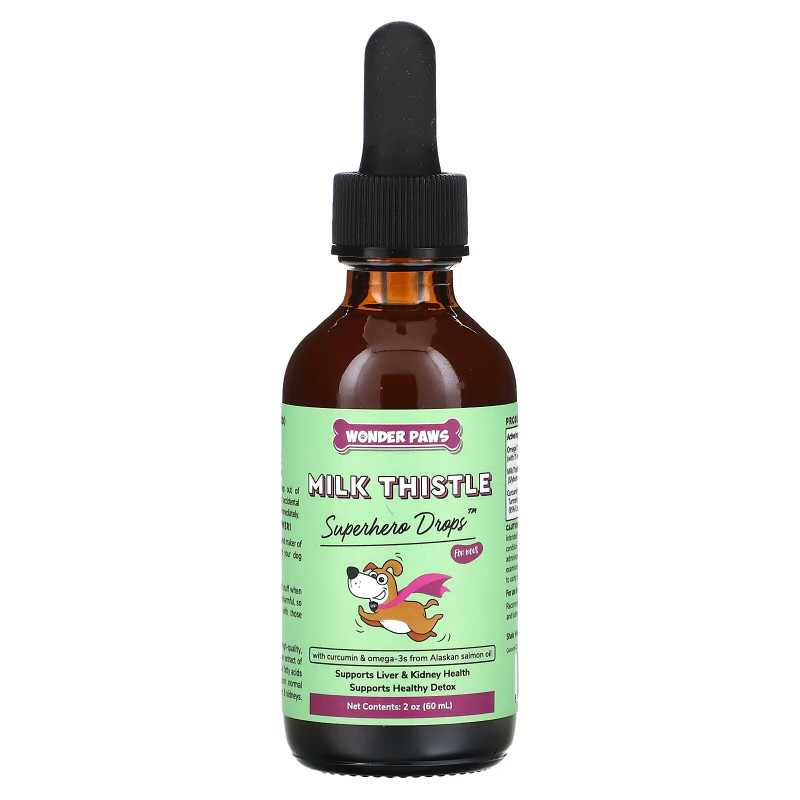 Wonder Paws, Milk Thistle, Superhero Drops, For Dogs, 2 oz (60 ml)