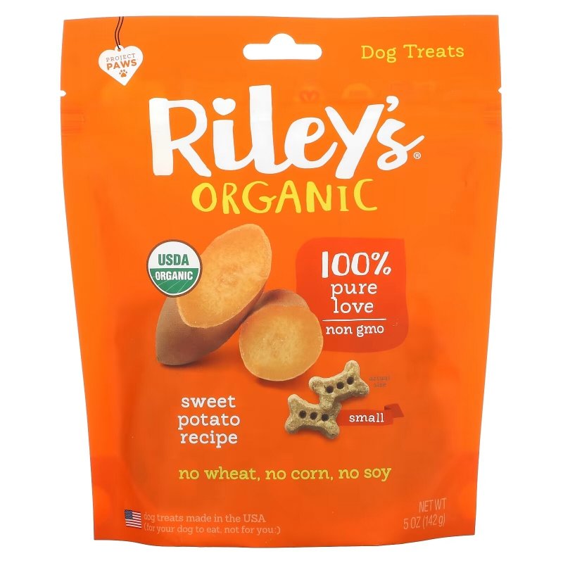 Riley’s Organics, Dog Treats, Small Bone, Sweet Potato Recipe, 5 oz (142 g)