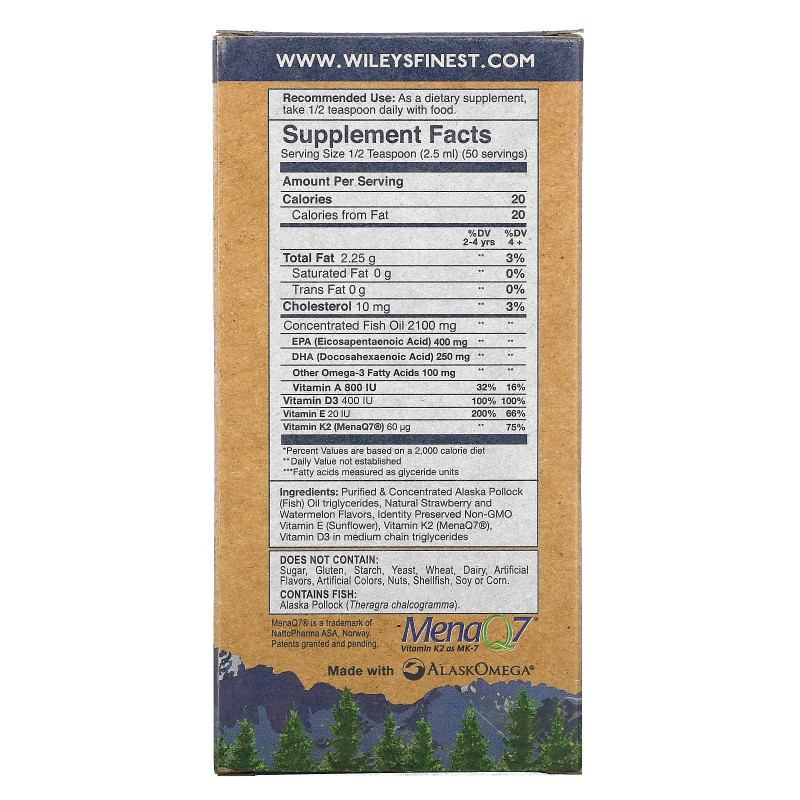 Wiley's Finest, Wild Alaskan Fish Oil, For Kids!, Beginner's DHA, Natural Strawberry Watermelon Flavor, 650 mg, 4.23 fl oz (125 ml)