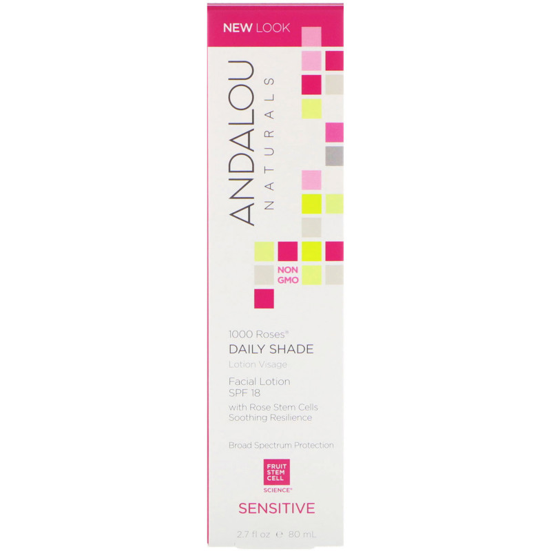 Andalou Naturals Daily Shade Facial Lotion with SPF 18 1000 Roses Sensitive 2.7 fl oz (80 ml)