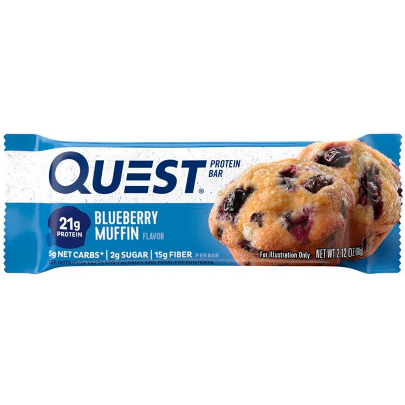 Quest Nutrition, QuestBar, Протеиновый Батончик, Черничный Маффин, 12 Батончиков, 2.1 унции (60 г) Каждый