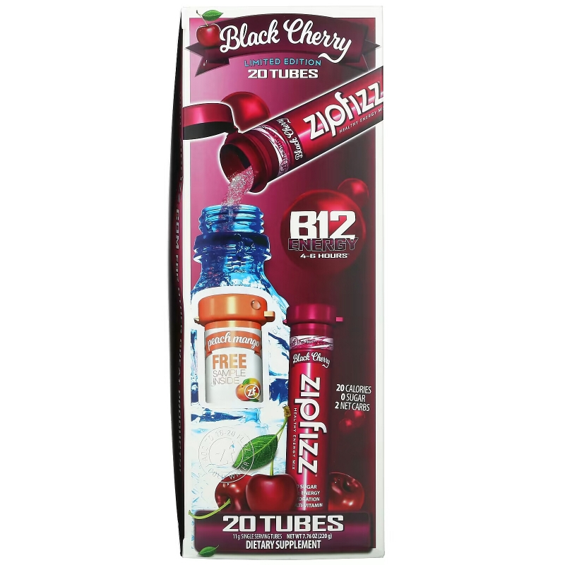 Zipfizz, Healthy Sports Energy Mix with Vitamin B12, Black Cherry, 20 Tubes, 0.39 oz (11 g) Each