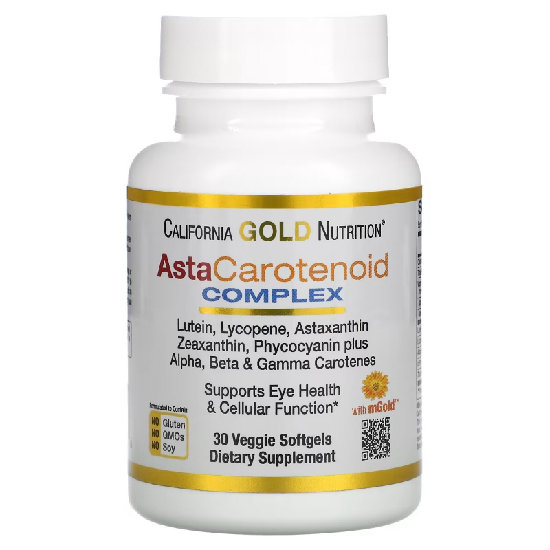 California Gold Nutrition, AstaCartenoid Complex, Lutein, Lycopene, Astaxanthin Complex, 30 Veggie Softgels