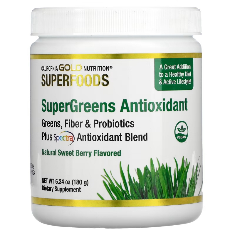 California Gold Nutrition, SUPERFOOD - Supergreens Antioxidant, Sweet Berry, 6.34 oz (180 g)