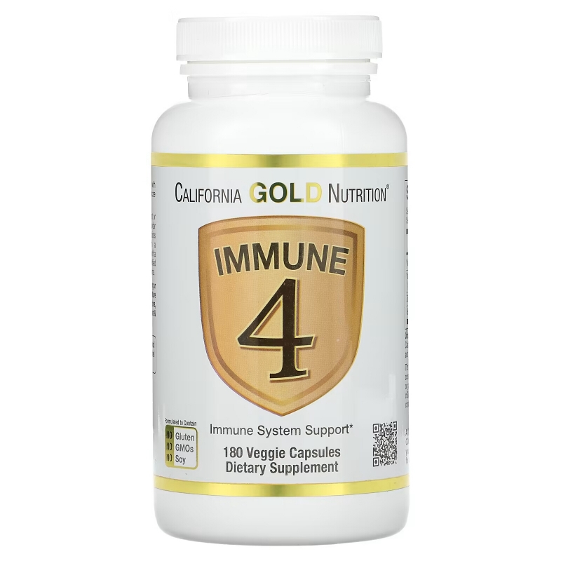 California Gold Nutrition, Immune 4, средство для укрепления иммунитета, 180 растительных капсул